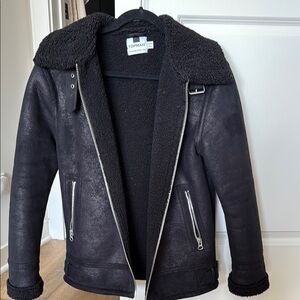 Topman Black Shearling Jacket